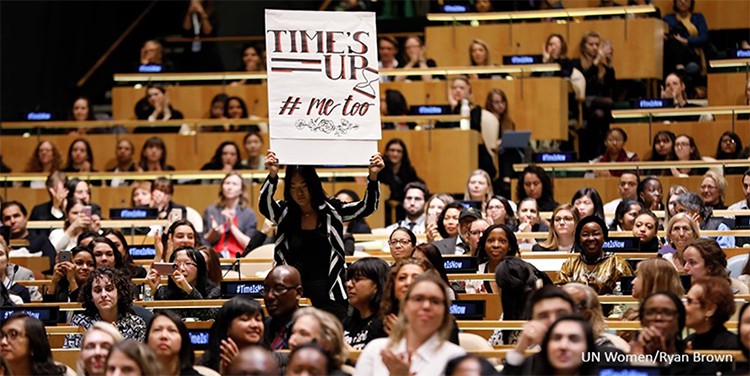 Actrices y activistas en la ONU en el Día Internacional de la Mujer