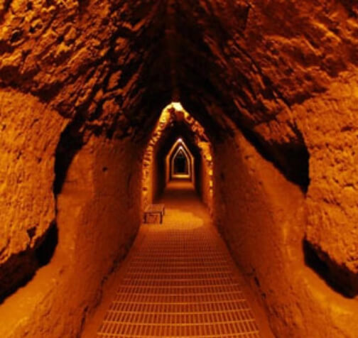 Acceso al interior de la pirámide de Cholula