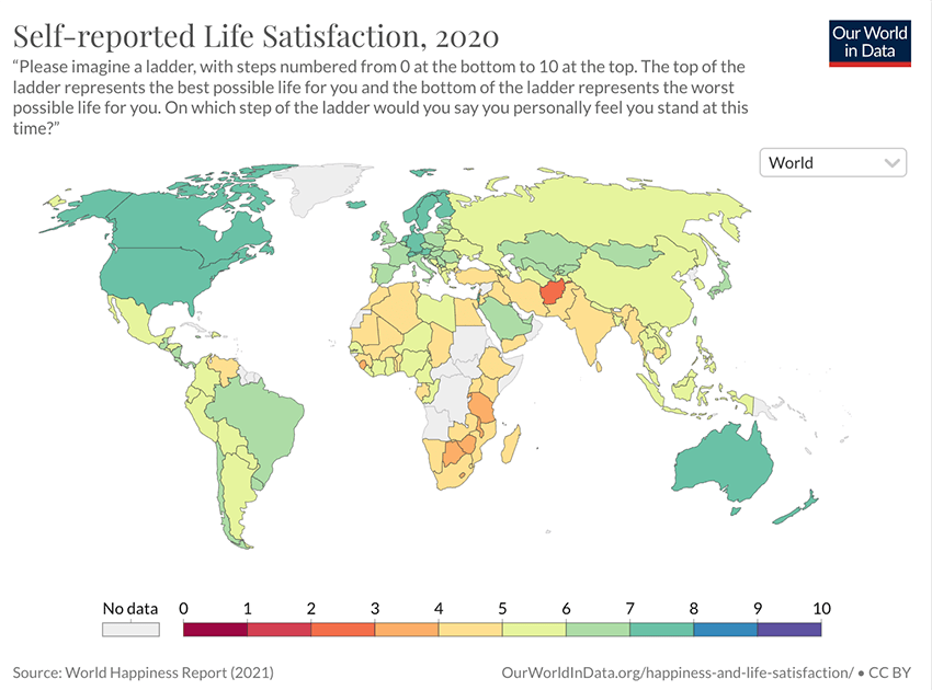 Niveles de satisfacción y felicidad mundial