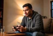 Joven jugando videojuegos en un entorno doméstico como parte de la cultura digital contemporánea