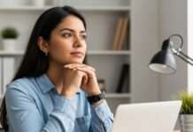 Delegar no es neutral: qué dice la ciencia sobre usar IA para pensar Persona reflexionando en un espacio cotidiano mientras trabaja con tecnología de forma consciente.