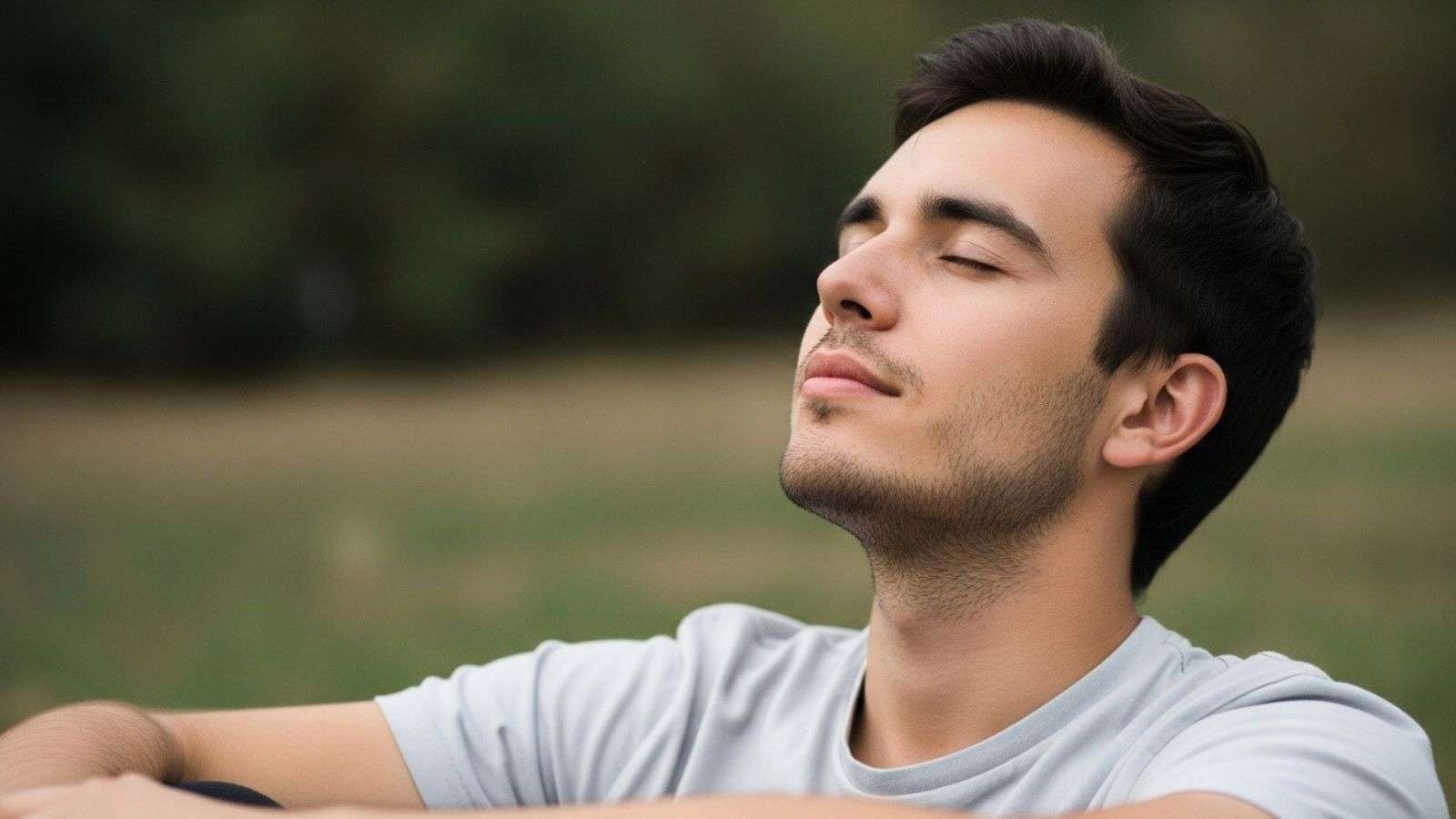 Persona descansando en un parque, representando una pausa sin objetivos productivos.