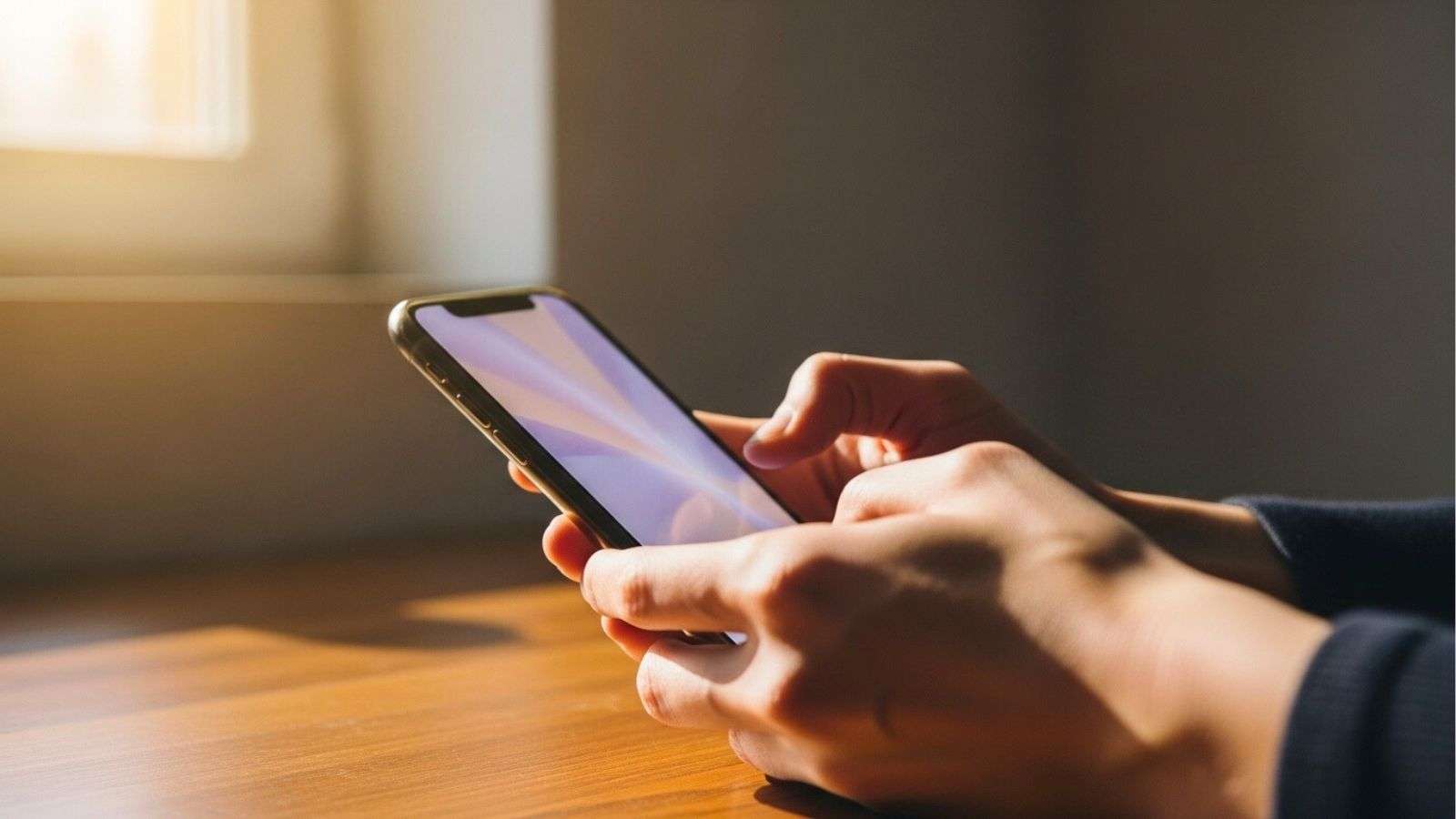 Detalle de una mano sosteniendo un smartphone, representando el uso cotidiano de dispositivos móviles.