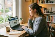 Cuando las noticias nos encuentran Persona revisando noticias en una laptop dentro de un feed de redes sociales.