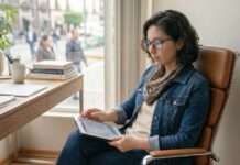 La confianza digital se forma antes de analizar lo que vemos Persona observando información en una dispositivo en una oficina