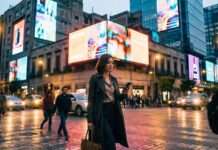 Persona entendiendo el entorno digital en la calle