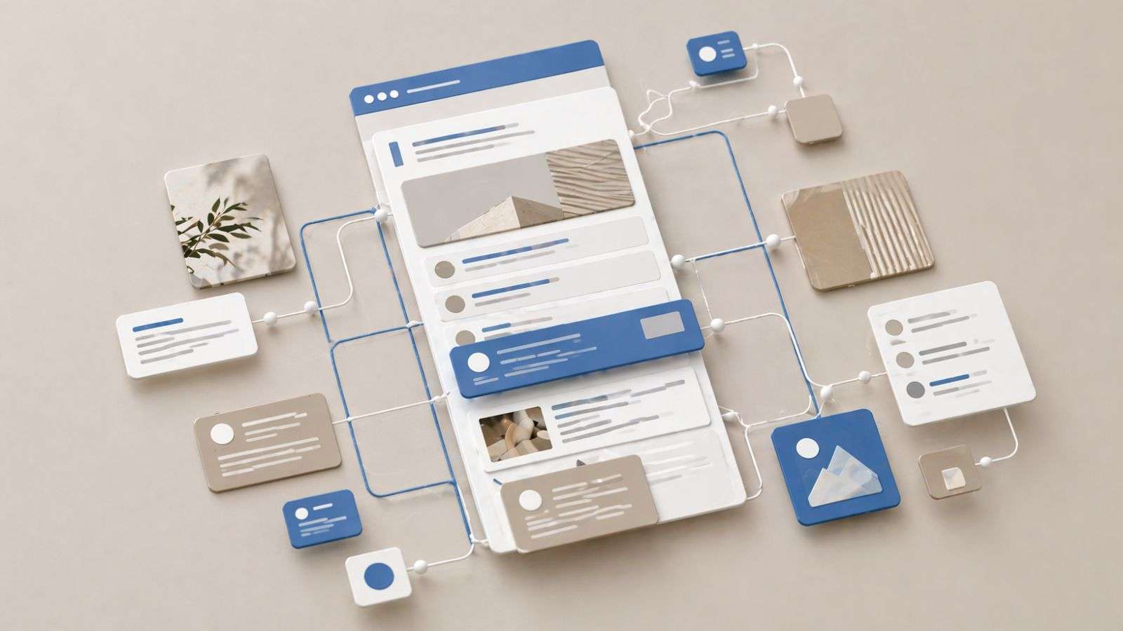 Visual conceptual de estructura de información organizada por inteligencia artificial
