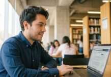 Persona concentrada en un espacio de estudio interpretando información