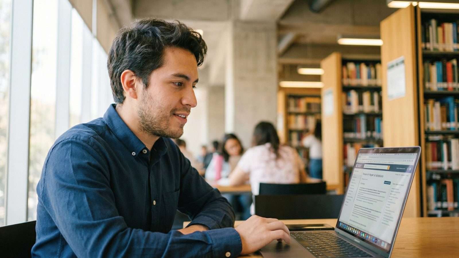 Persona concentrada en un espacio de estudio interpretando información