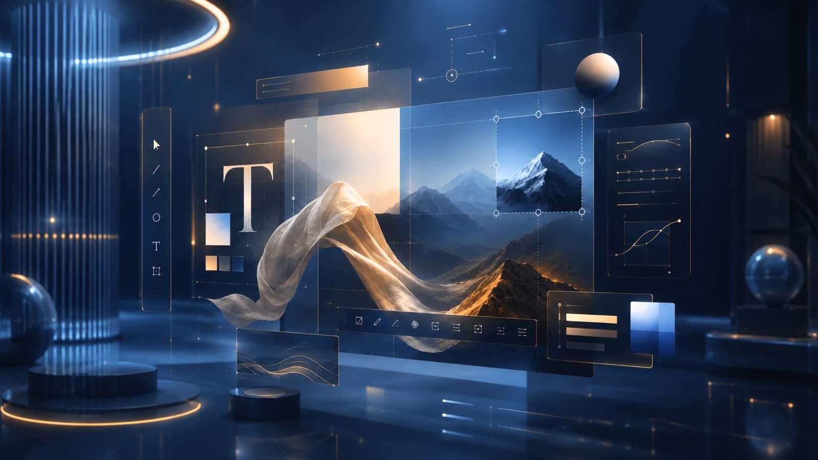 Interfaz conceptual de diseño y creación de contenido digital asistido por inteligencia artificial