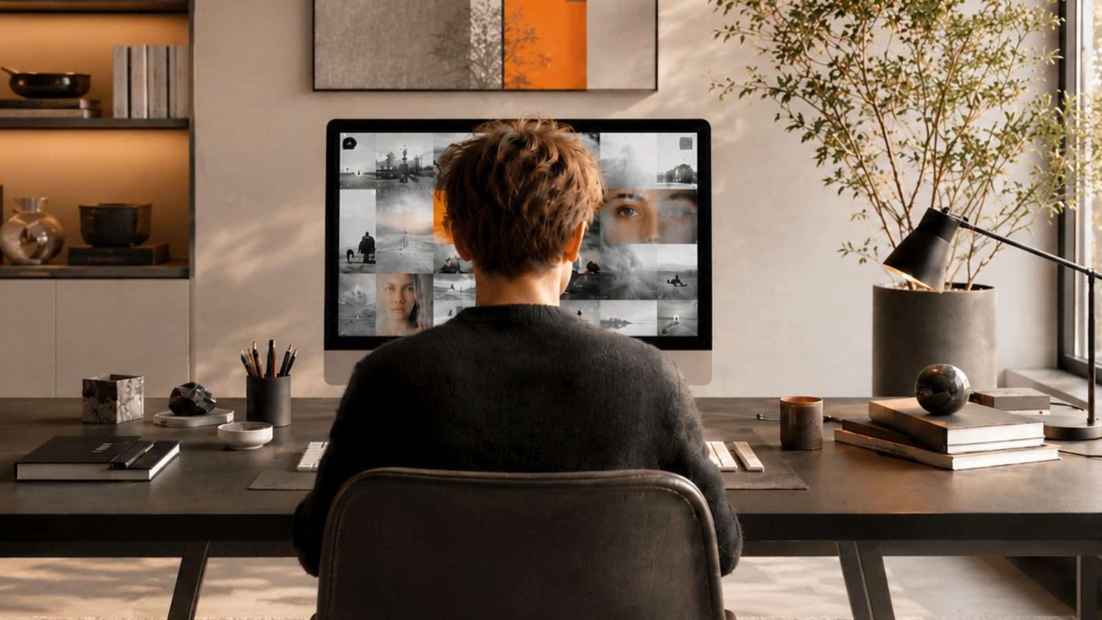 Persona observando contenido digital contemporáneo en una pantalla moderna relacionado con publicaciones híbridas e inteligencia artificial dentro de internet.