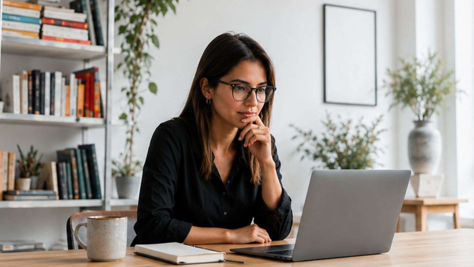 Primer plano de una persona contemporánea mostrando una expresión natural de descubrimiento mientras explora información y conecta nuevas ideas dentro de un entorno digital.