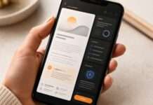 Publicar con IA exige más criterio editorial, no solo más contenido Smartphone con interfaz de revisión editorial de contenido digital en un entorno contemporáneo