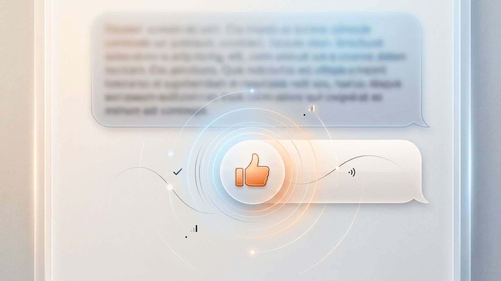 Interfaz conceptual de chat con respuestas breves como “Ok”, “va” y un pulgar arriba, que sugieren distintos matices de interpretación.