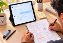 Cómo estudiar para un examen con IA: 5 formas de practicar Estudiante universitario prepara un examen con apuntes y una tablet con apoyo de IA.