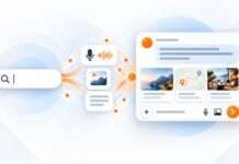 Interfaz de búsqueda que evoluciona hacia una experiencia conversacional y multimodal con inteligencia artificial.