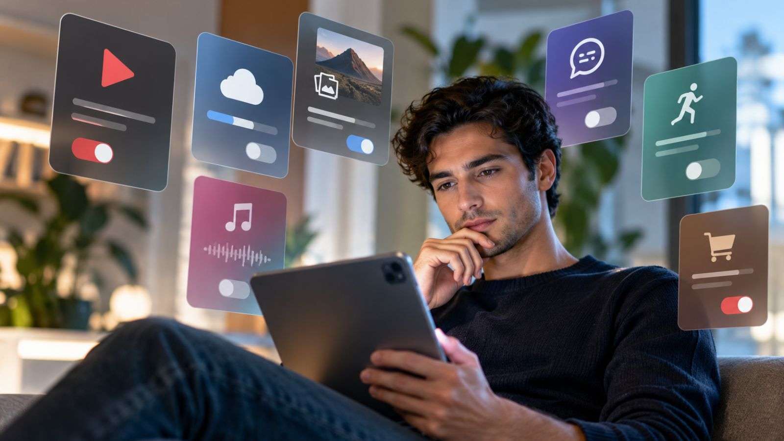Interfaz de una cuenta digital con funciones y almacenamiento que cambian de estado.
