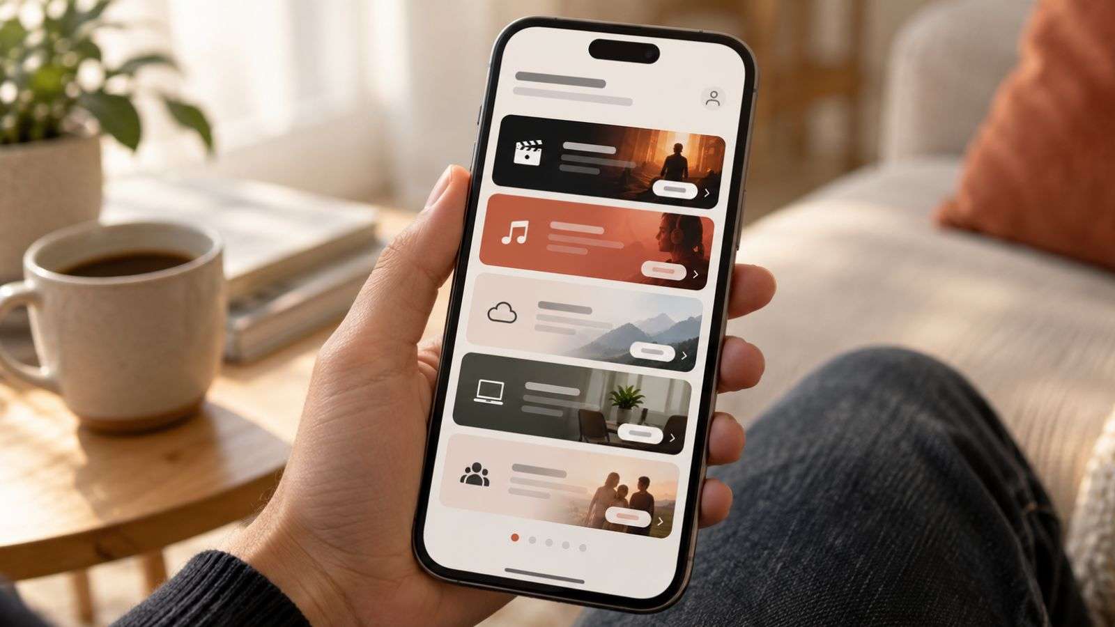 Celular con una interfaz genérica de planes y suscripciones digitales.