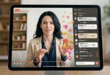 Pantalla en primer plano muestra a un influencer durante un live junto a un chat activo que sugiere comunidad digital.